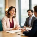Sophie Morel, Leiterin Beratung, im Gespräch mit einem Schweizer KMU-Finanzteam